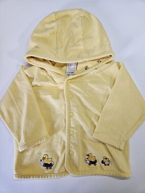 VINTAGE Gymboree On the Pond Unisex Tubing Duck Yellow Hoodie Jacket Top 6-12M